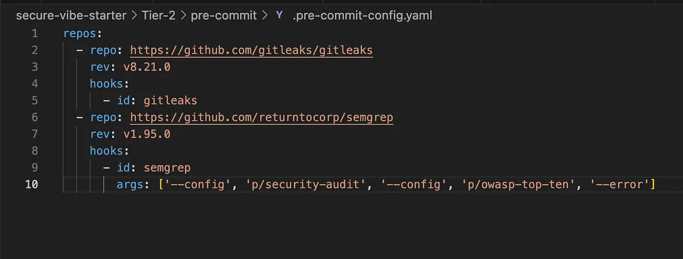 sample .pre-commit-config.yaml