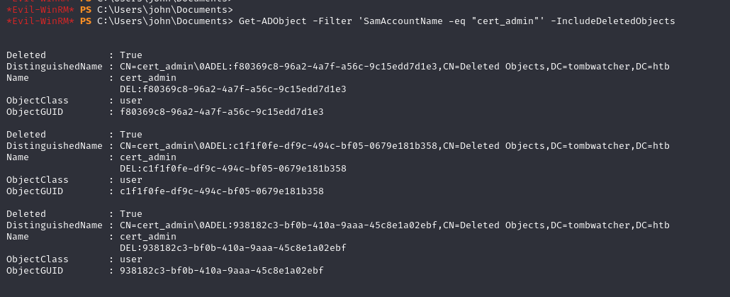 cert_admin object